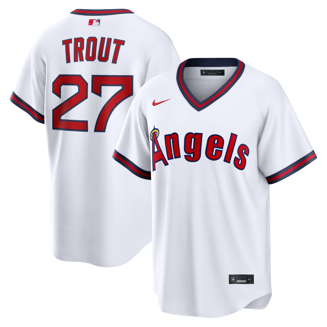 Men's Los Angeles Angels Mike Trout White Alternate Replica MLB Baseball Jersey - view 4