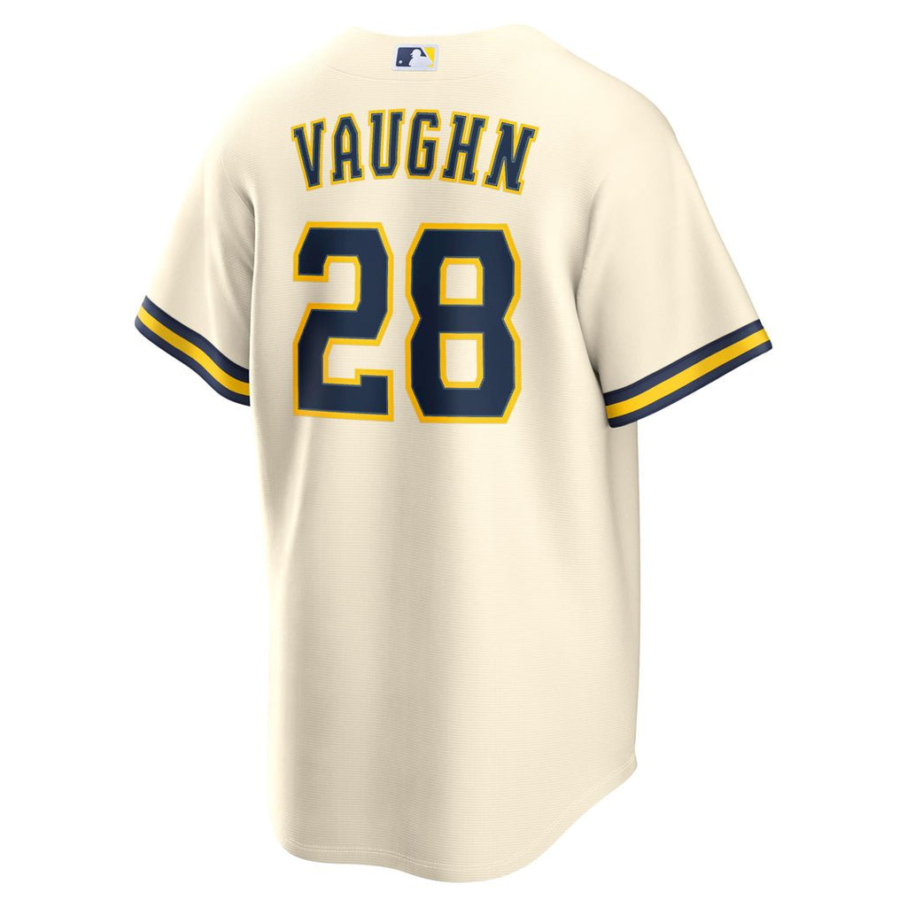 Men's Milwaukee Brewers Andrew Vaughn Cream Home Replica MLB Baseball Jersey - view 5