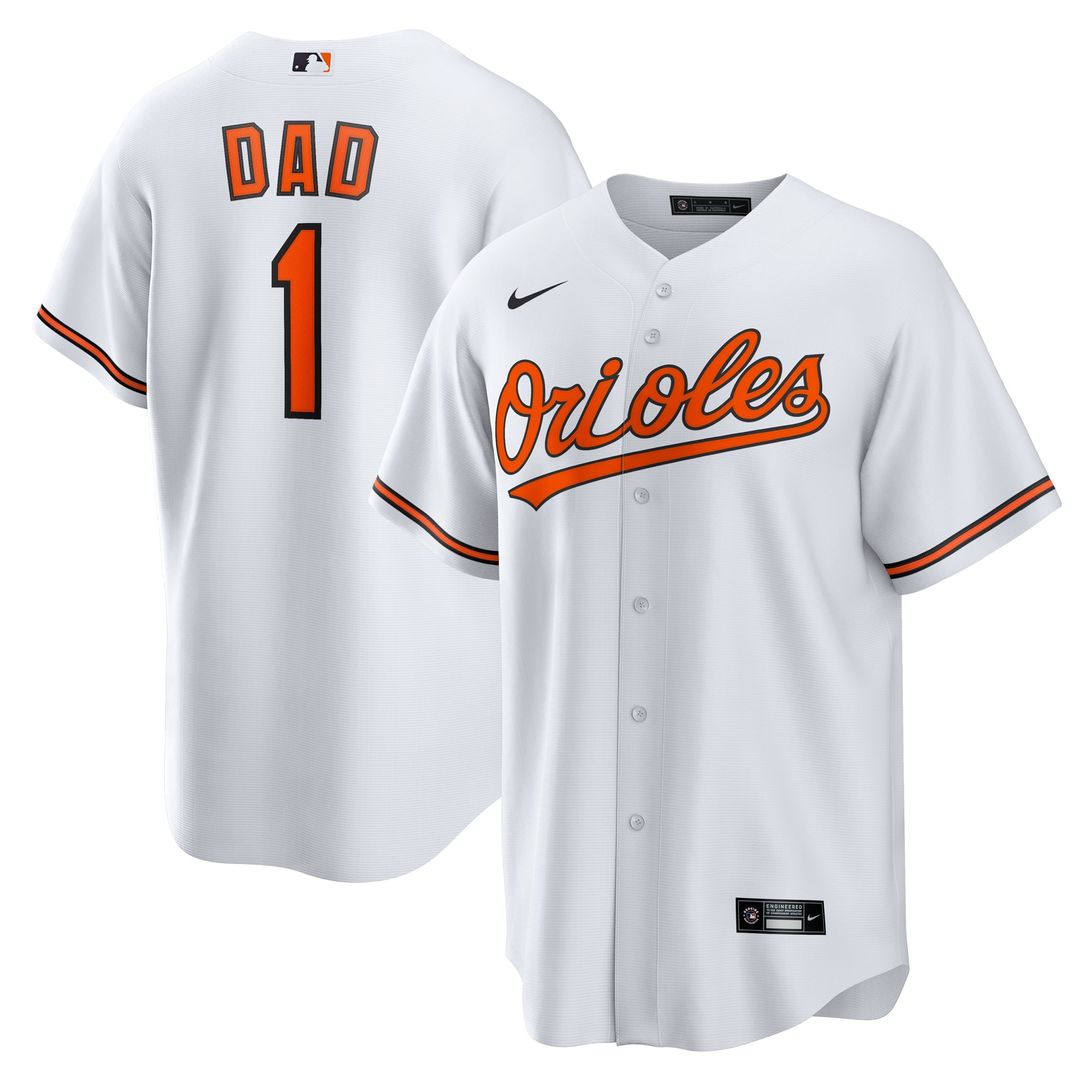 Men's Baltimore Orioles White #1 Dad Home Replica MLB Baseball Jersey - view 1