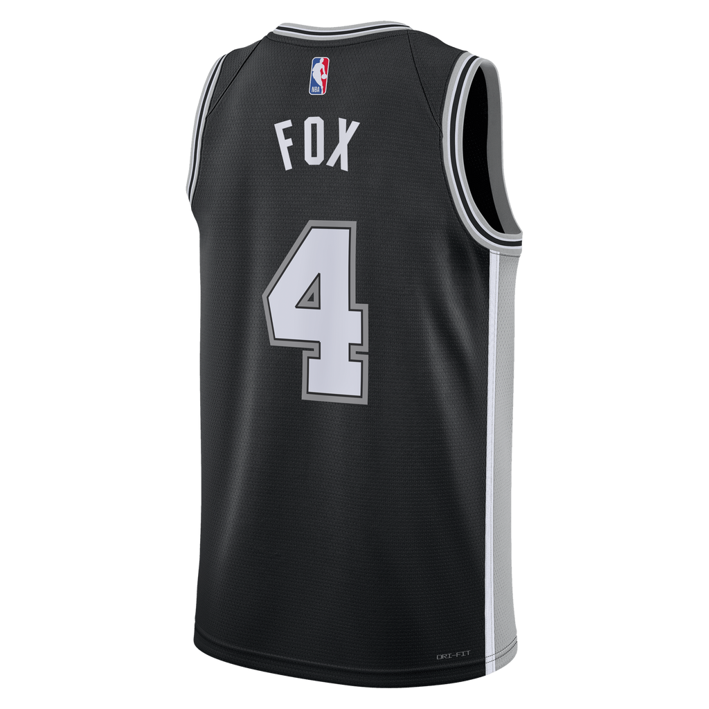Unisex De'Aaron Fox San Antonio Spurs Icon Edition Swingman NBA Basketball Jersey - Black - view 4