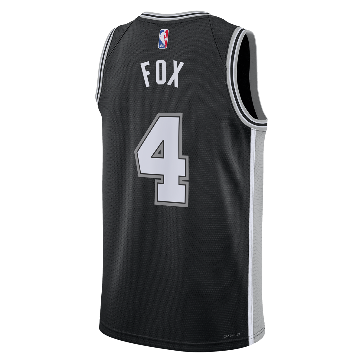 Unisex De'Aaron Fox San Antonio Spurs Icon Edition Swingman NBA Basketball Jersey - Black - view 4