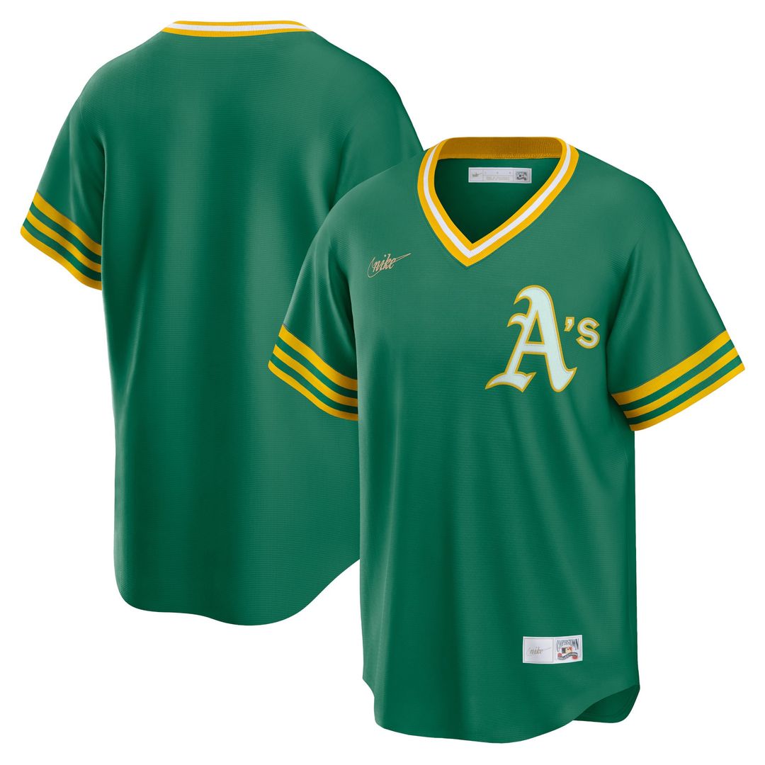 Men's Athletics Kelly Green Road Cooperstown Collection MLB Baseball Jersey - view 1