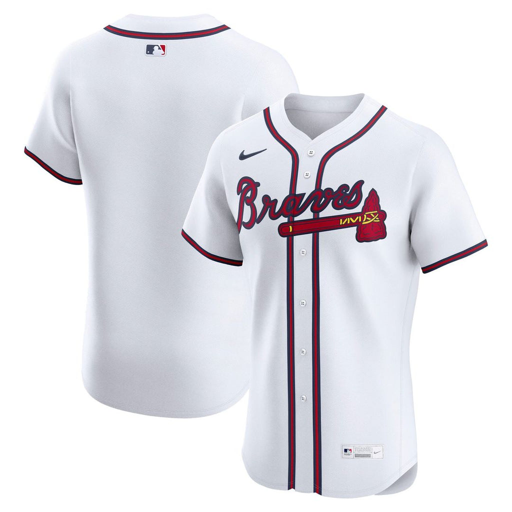 Men's Atlanta Braves White Home Elite MLB Baseball Jersey - view 1