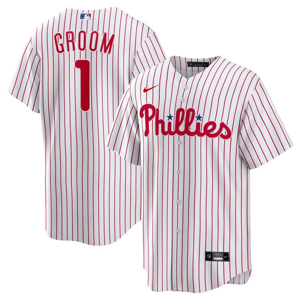 Men's Philadelphia Phillies White #1 Groom Home Replica MLB Baseball Jersey - view 1