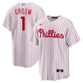 Men's Philadelphia Phillies White #1 Groom Home Replica MLB Baseball Jersey - view 1
