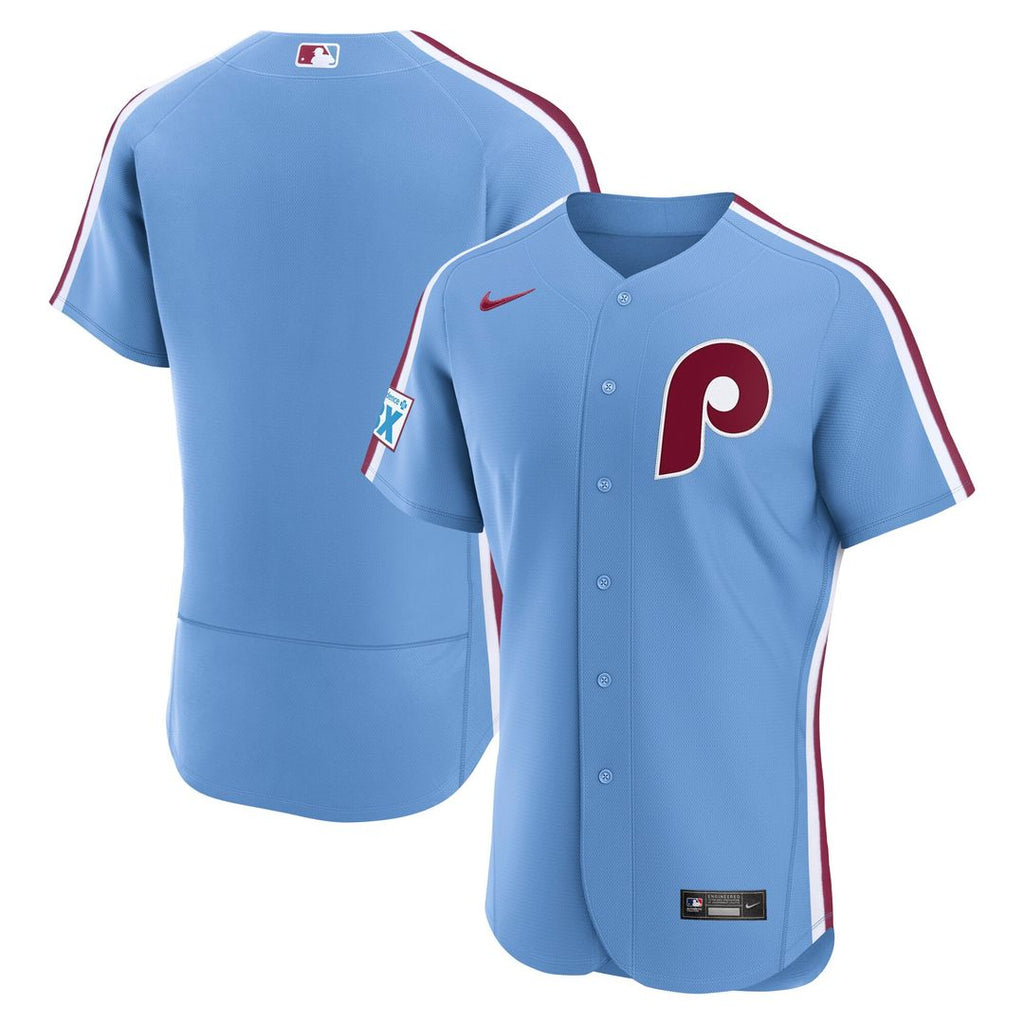 Men's Philadelphia Phillies Light Blue Alternate Sponsor Patch MLB Baseball Jersey - view 4