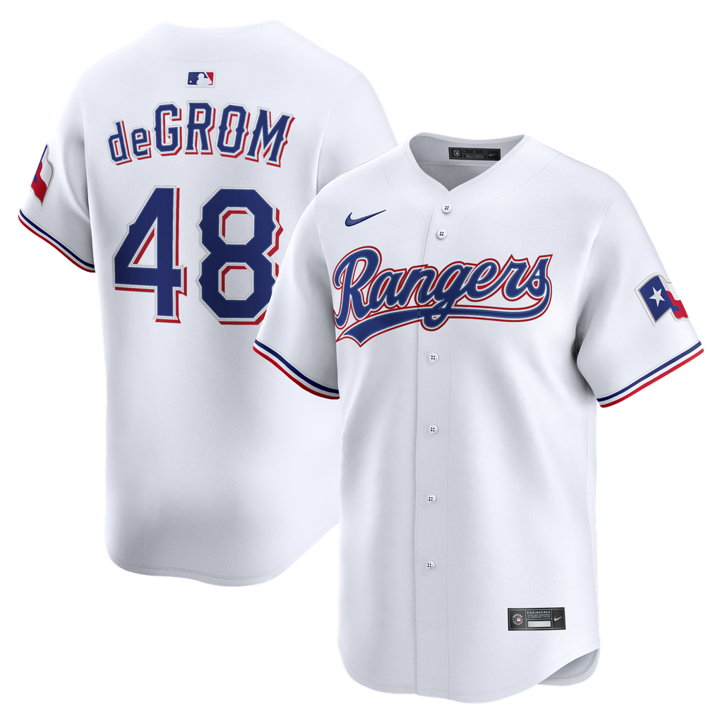 Men's Texas Rangers Jacob deGrom White Home Limited MLB Baseball Jersey - view 1