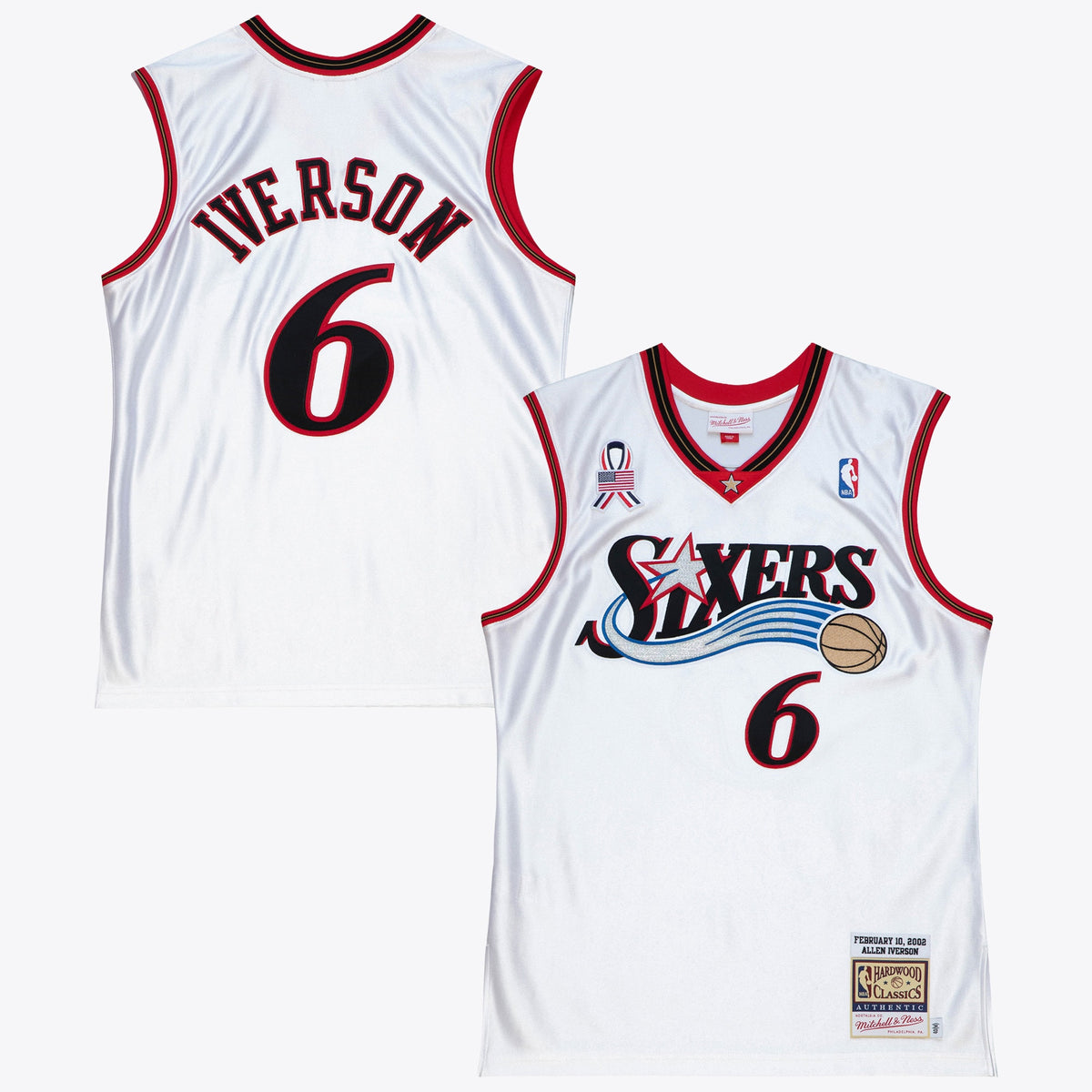 Men's Philadelphia 76ers Allen Iverson 2002 All-Star East NBA Basketball Jersey - White - view 2