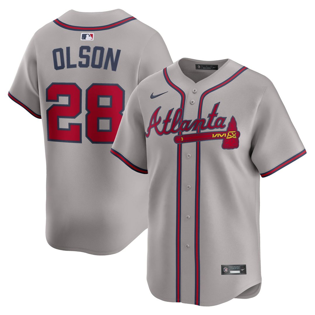 Men's Atlanta Braves Matt Olson Gray Road Limited MLB Baseball Jersey - view 1