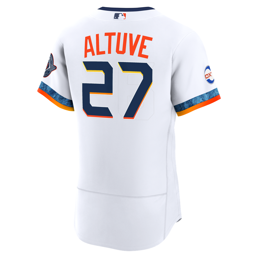 Men's Houston Astros Jose Altuve White City Connect Sponsor Patch MLB Baseball Jersey - view 3
