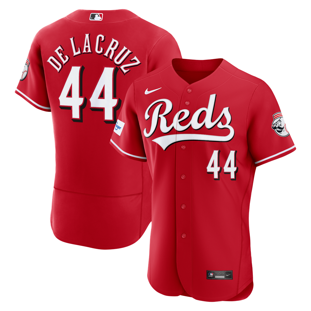 Men's Cincinnati Reds Elly De La Cruz White Home Sponsor Patch MLB Baseball Jersey - view 7