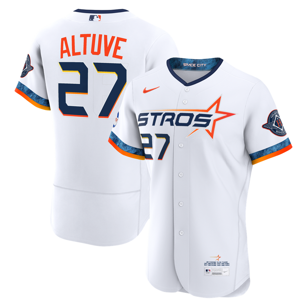 Men's Houston Astros Jose Altuve White City Connect Sponsor Patch MLB Baseball Jersey - view 1