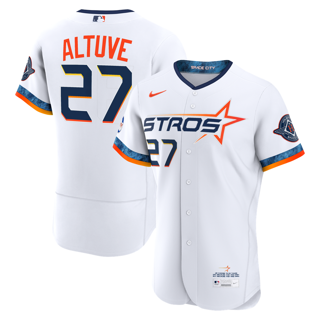 Men's Houston Astros Jose Altuve White City Connect Sponsor Patch MLB Baseball Jersey - view 1