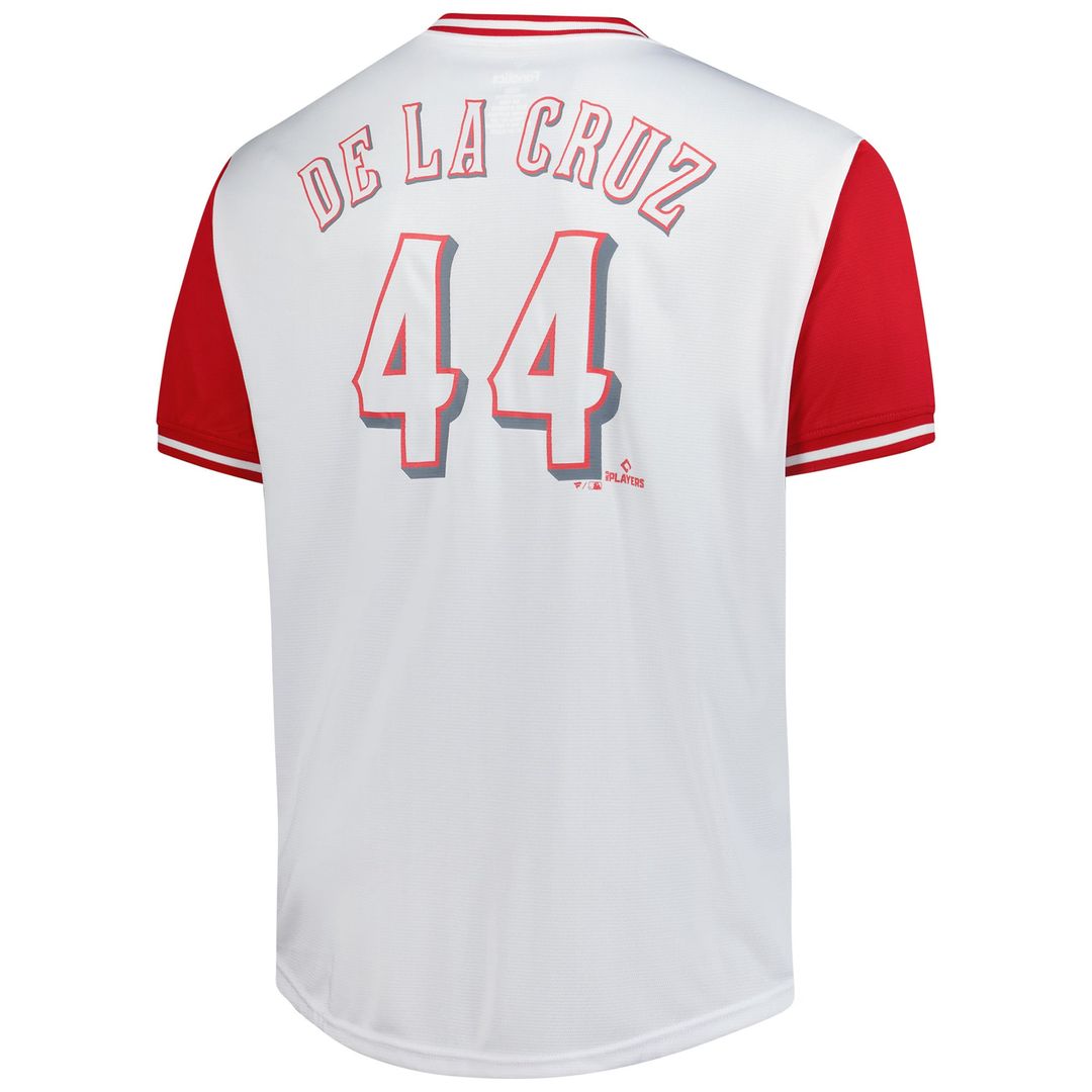 Men's Cincinnati Reds Elly De La Cruz White Big & Tall Name & Number MLB Baseball Jersey - view 3