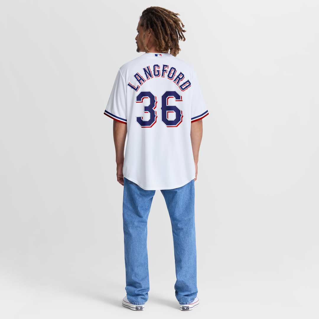 Men's Texas Rangers Wyatt Langford White Home Replica MLB Baseball Jersey - view 5