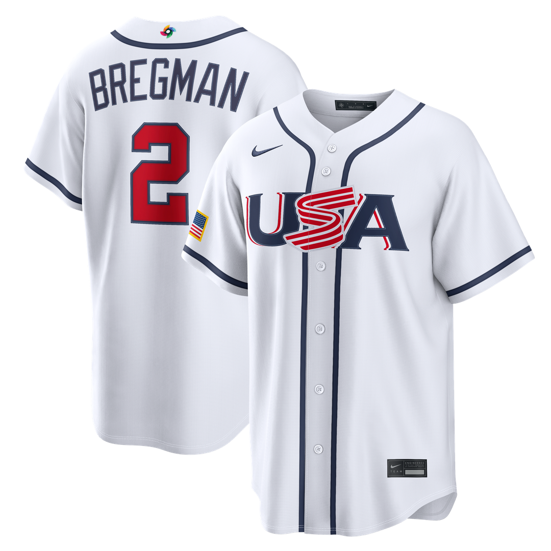 Men's USA Baseball Alex Bregman White 2026 World Baseball Classic Home Stadium MLB Baseball Jersey - view 4