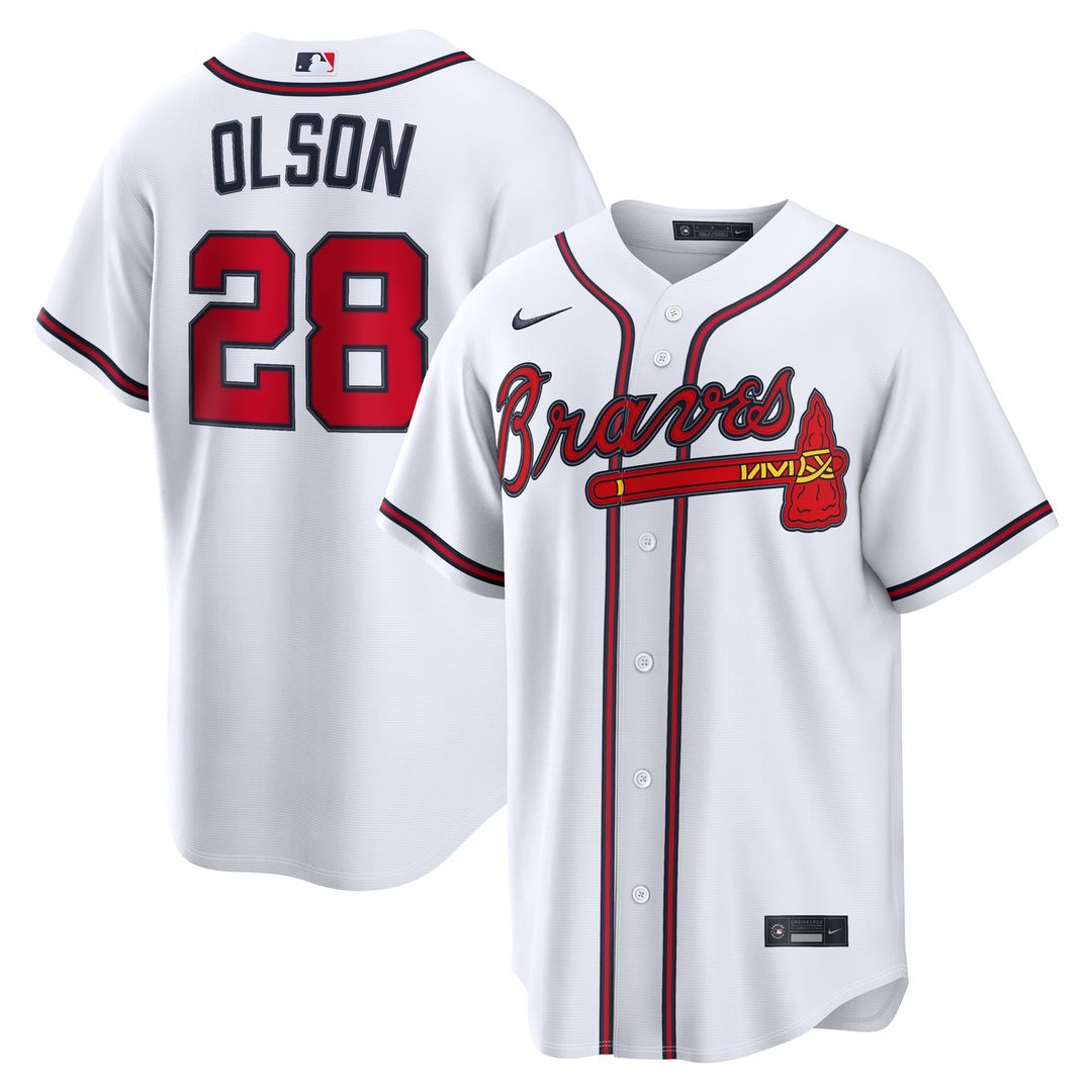 Men's Atlanta Braves Matt Olson White Home Replica MLB Baseball Jersey - view 1