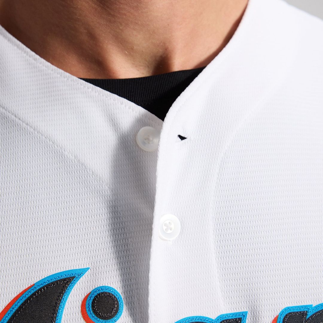 Men's Miami Marlins White Home Replica MLB Baseball Jersey - view 13