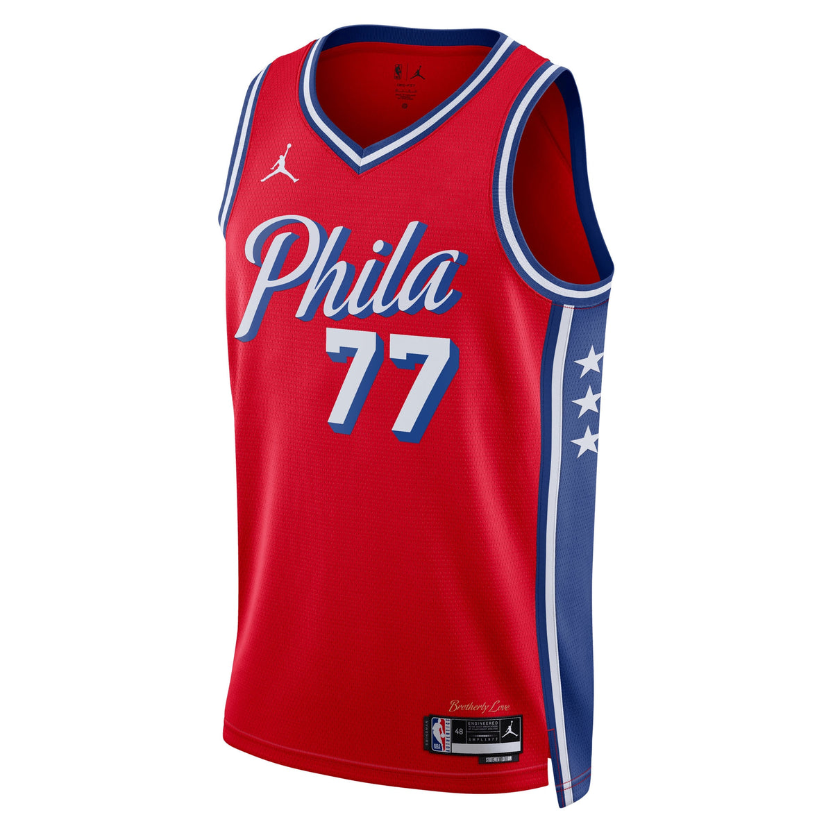 Unisex VJ Edgecombe Philadelphia 76ers Statement Edition Swingman NBA Basketball Jersey - Red - view 3