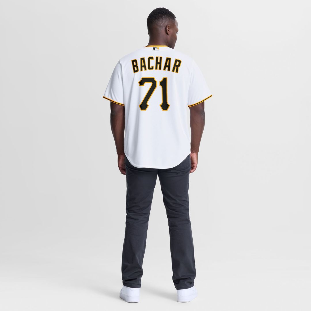 Men's Pittsburgh Pirates Lake Bachar White Home Replica MLB Baseball Jersey - view 3