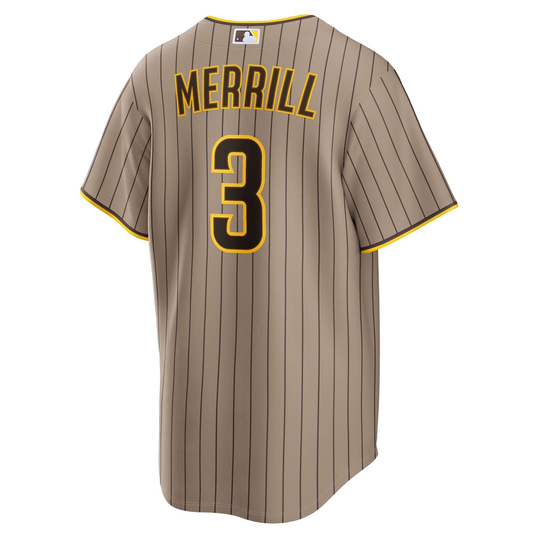 Men's San Diego Padres Jackson Merrill Sand Alternate Replica MLB Baseball Jersey - view 8