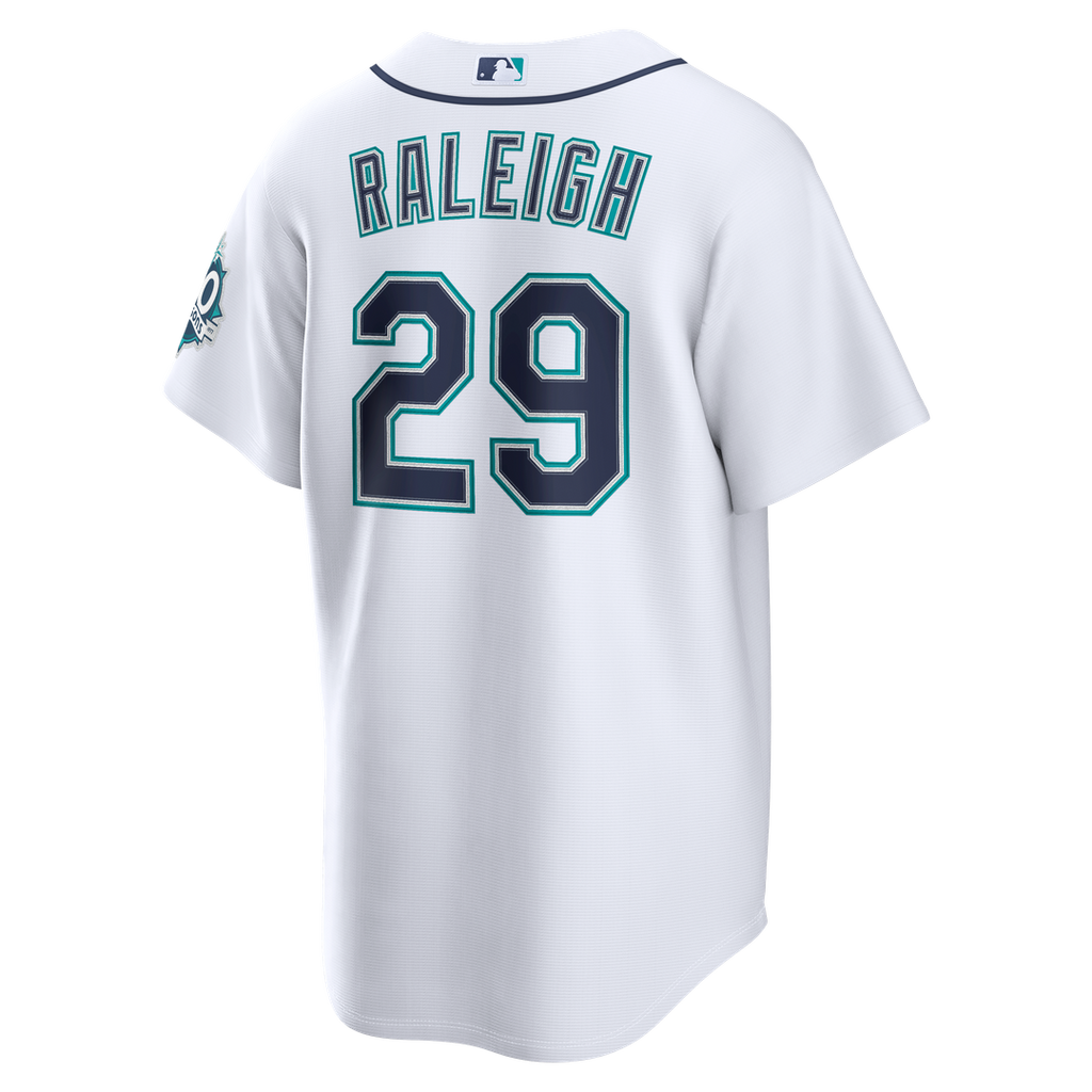 Men's Seattle Mariners Cal Raleigh White Home Stadium 50th Season Patch MLB Baseball Jersey - view 3