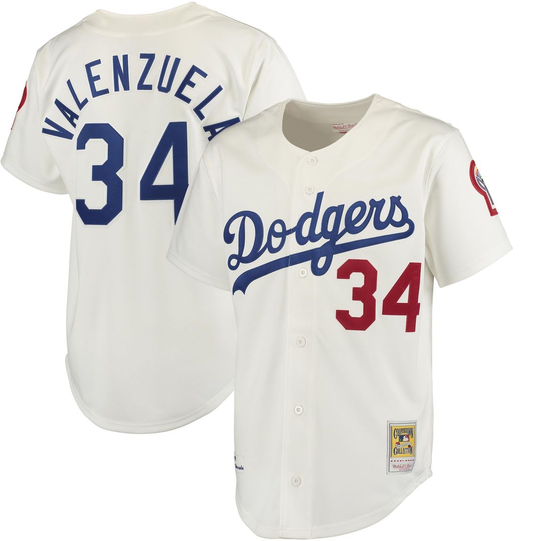 Men's Los Angeles Dodgers Fernando Valenzuela Gray Road 1981 Cooperstown Collection MLB Baseball Jersey - view 7