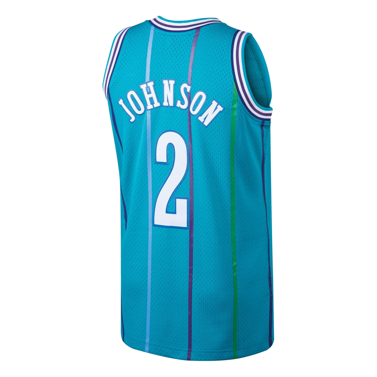Men's Larry Johnson Teal Charlotte Hornets 1992-93 Hardwood Classics Swingman NBA Basketball Jersey - view 4