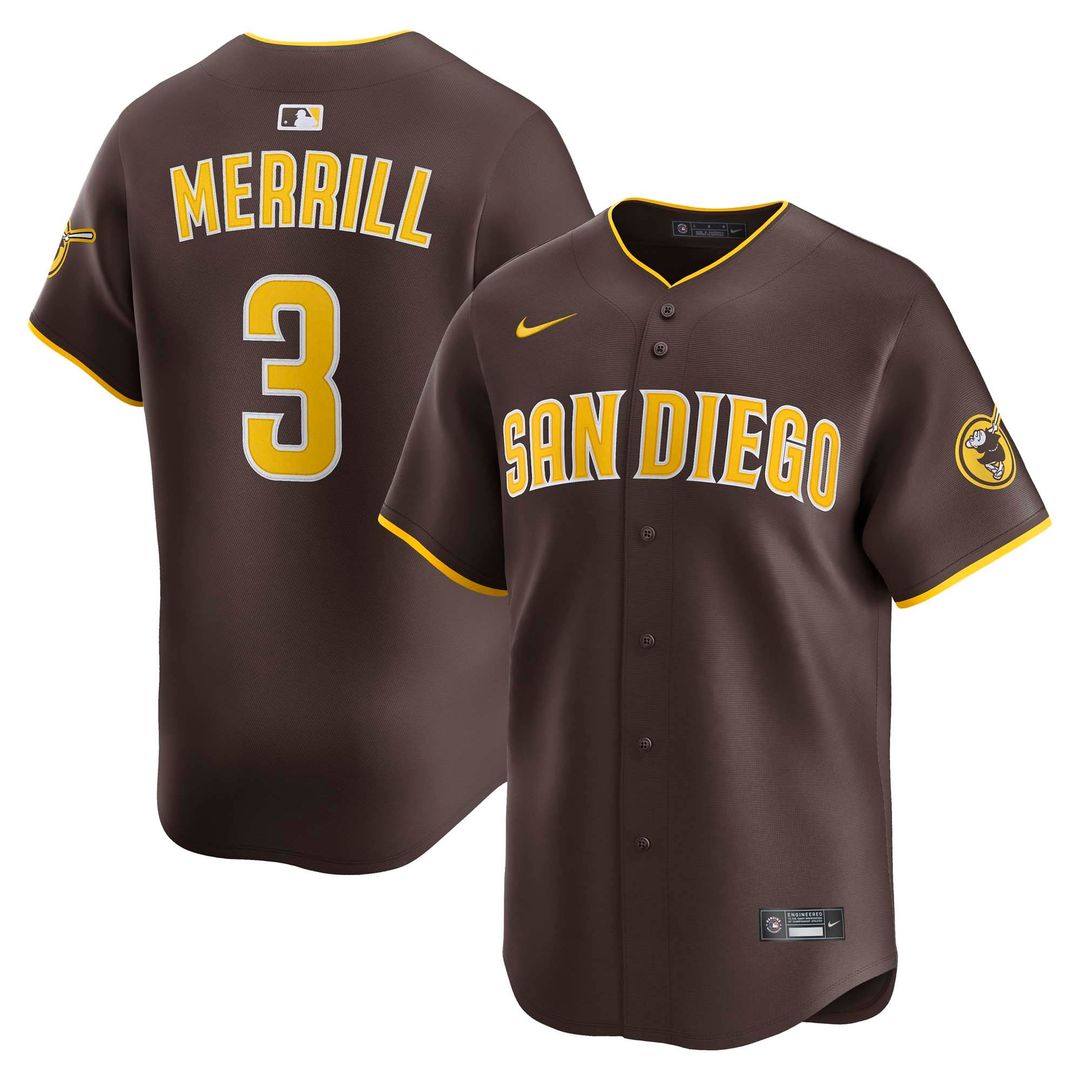 Men's San Diego Padres Jackson Merrill Brown Road Limited MLB Baseball Jersey - view 4