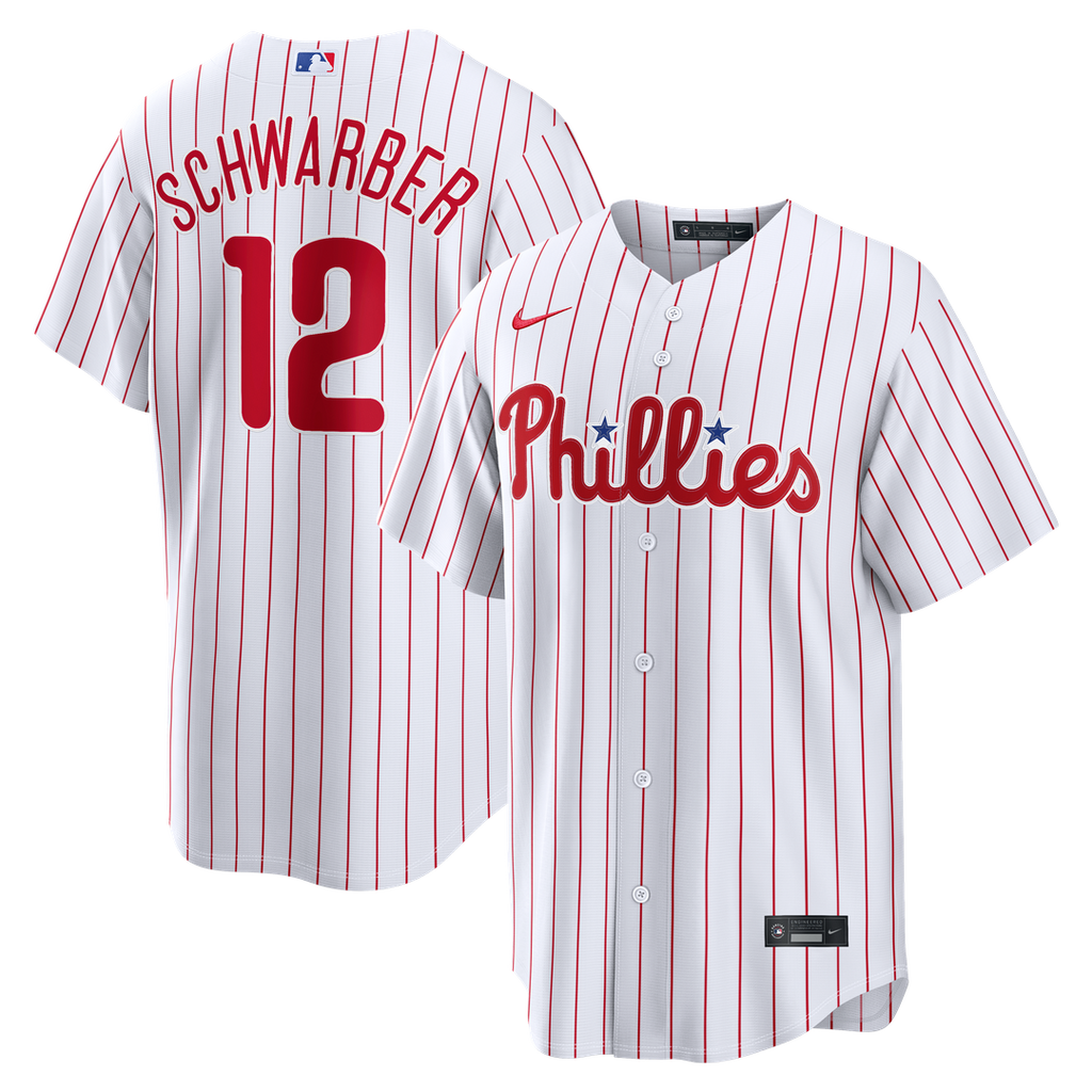 Men's Philadelphia Phillies Kyle Schwarber White Home Replica MLB Baseball Jersey - view 1