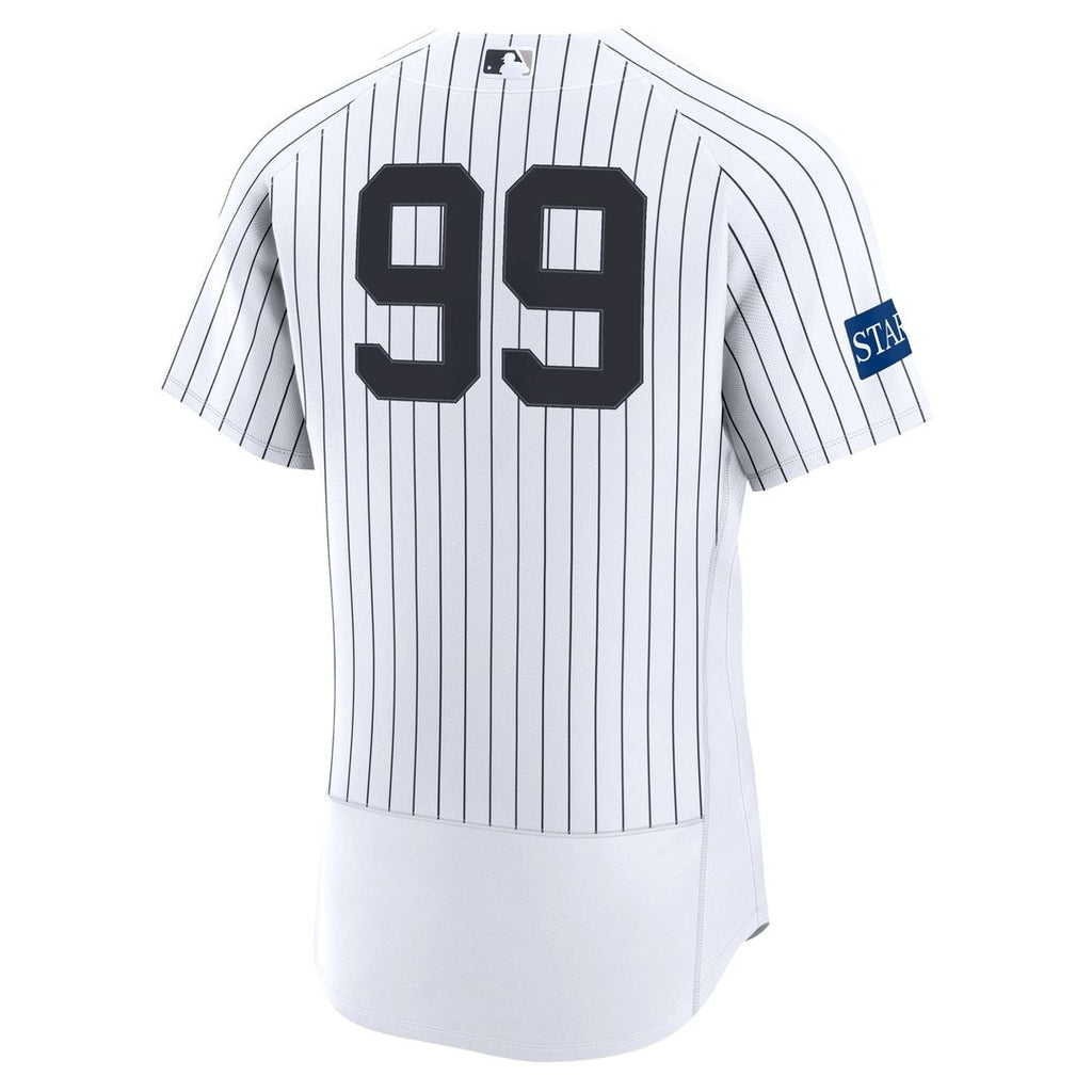 Men's New York Yankees Aaron Judge White Home Sponsor Patch MLB Baseball Jersey - view 6