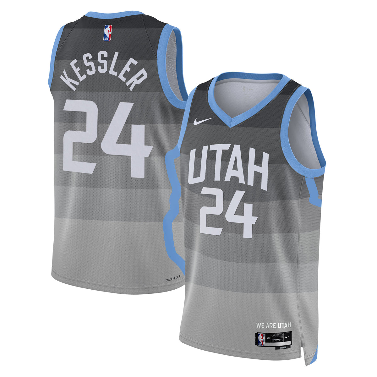 Unisex Walker Kessler Utah Jazz 2025/26 City Edition Swingman NBA Basketball Jersey - Gray - view 1