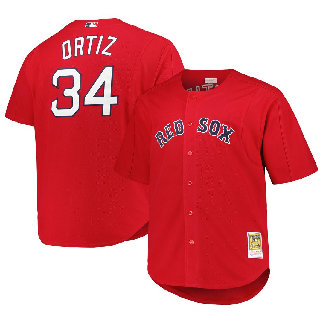 Men's Boston Red Sox David Ortiz Red Big & Tall Cooperstown Mesh Batting Practice MLB Baseball Jersey - view 1