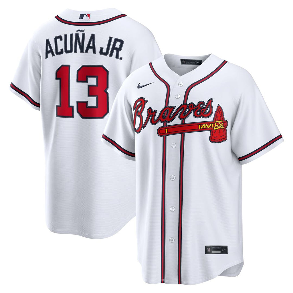 Men's Atlanta Braves Ronald Acuña Jr. White Home Replica MLB Baseball Jersey - view 1