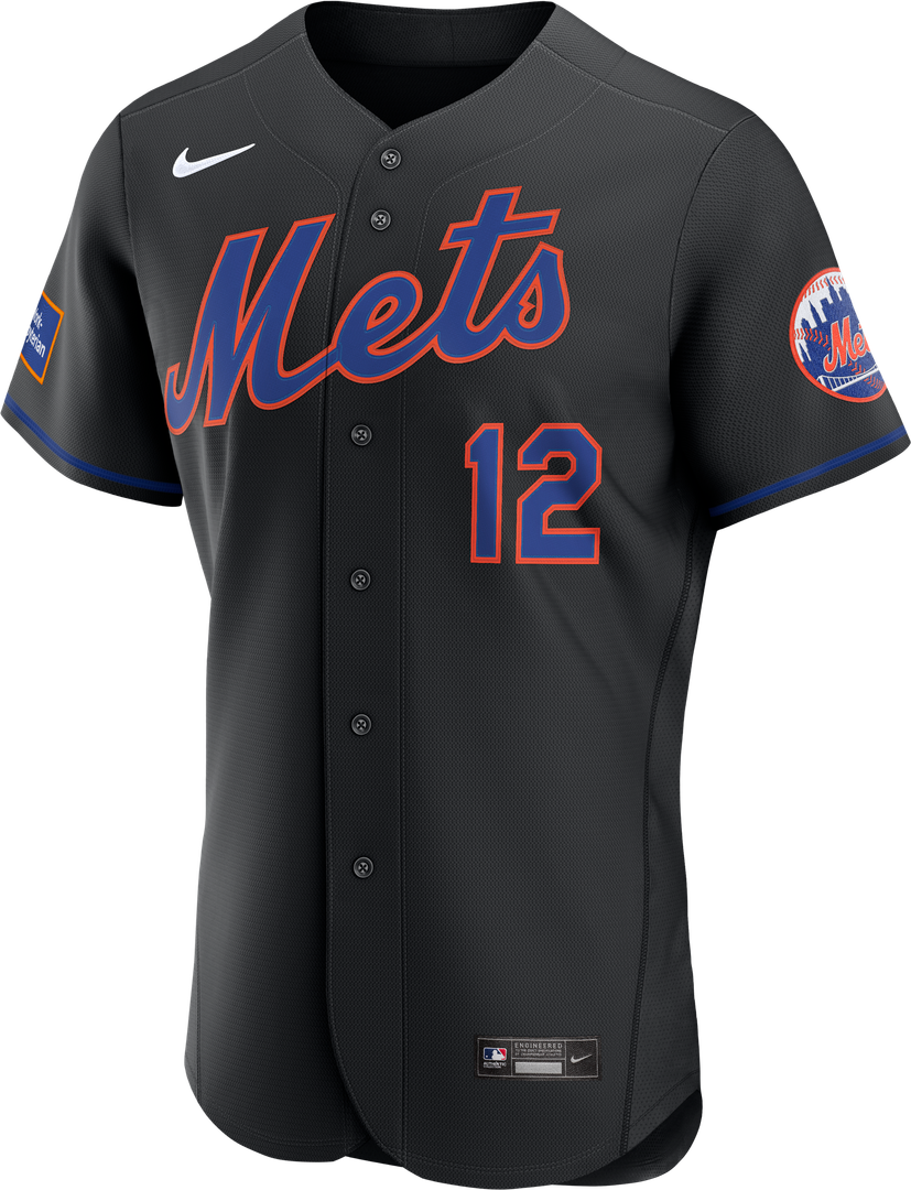Men's New York Mets Francisco Lindor Black Alternate Sponsor Patch MLB Baseball Jersey - view 5