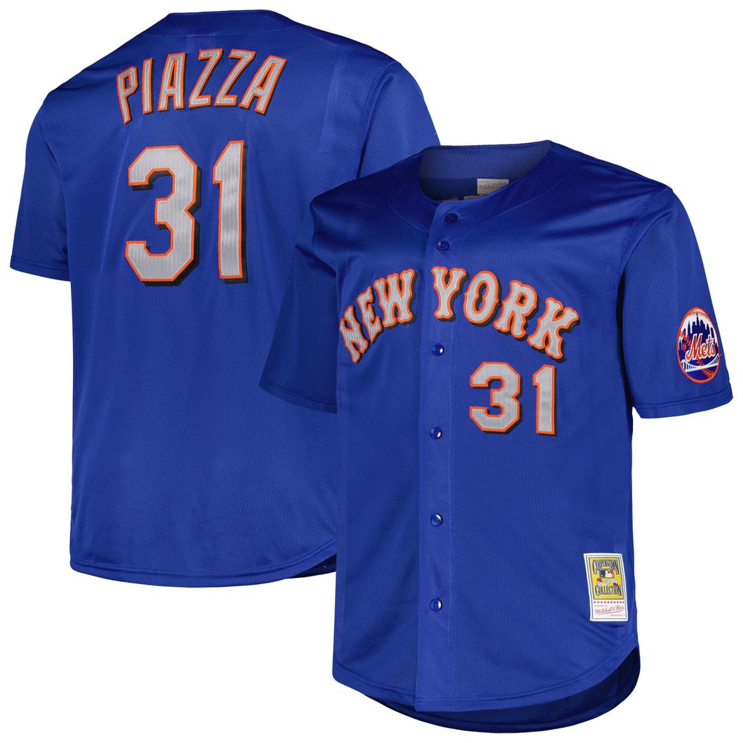 Men's New York Mets Mike Piazza Royal Big & Tall Cooperstown Mesh Batting Practice MLB Baseball Jersey - view 1