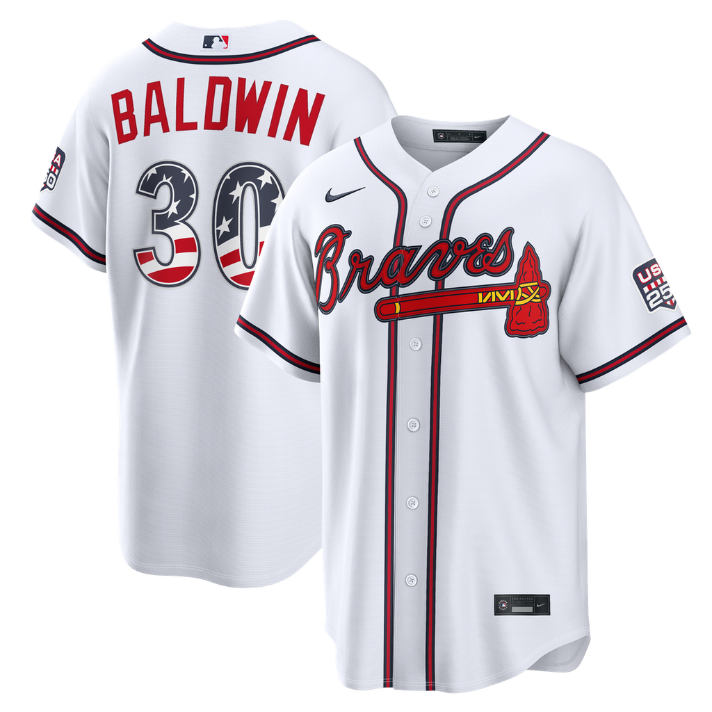 Men's Fourth of July Men's Atlanta Braves Drake Baldwin White USA 250 Stadium MLB Baseball Jersey - view 1