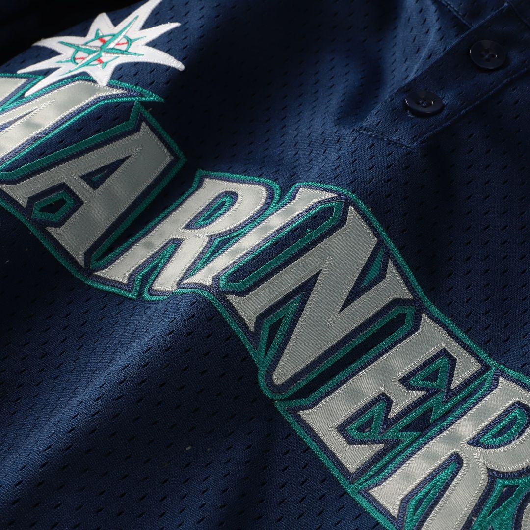 Men's Seattle Mariners Navy Big & Tall Cooperstown Collection Mesh Batting Practice MLB Baseball Jersey - view 12