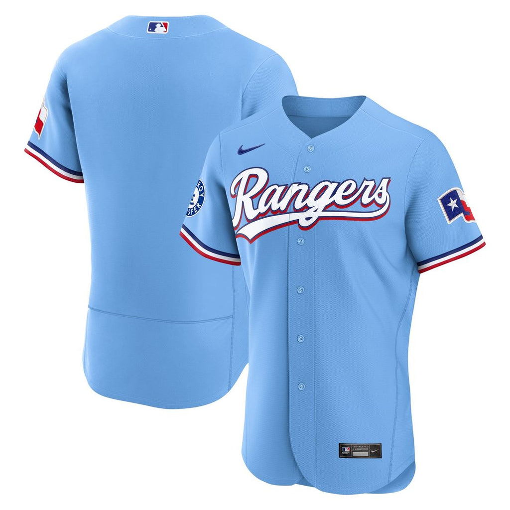 Men's Texas Rangers Light Blue Alternate Sponsor Patch MLB Baseball Jersey - view 1