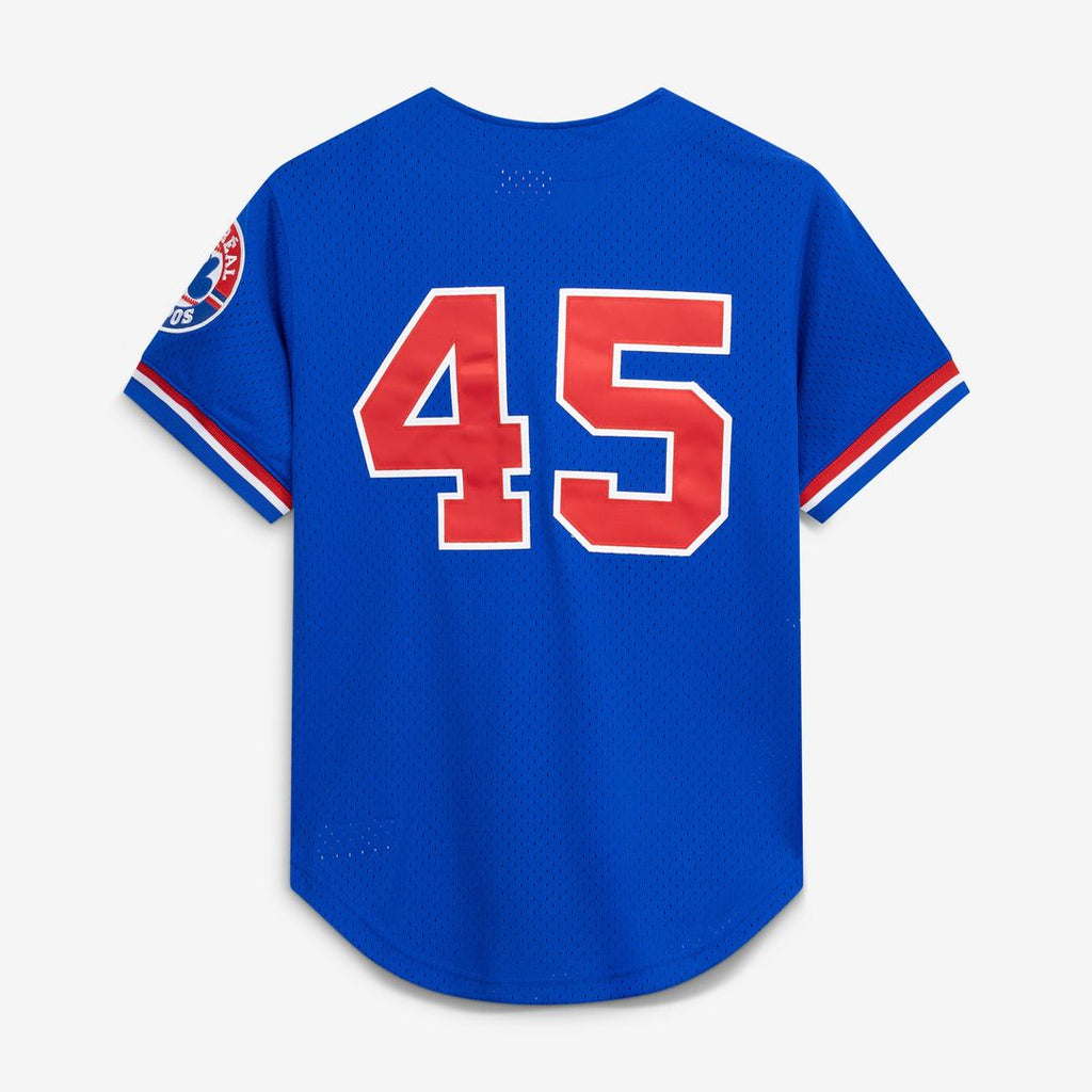 Men's Montreal Expos Pedro Martinez Blue Cooperstown Collection Mesh Batting Practice Button-Up MLB Baseball Jersey - view 3