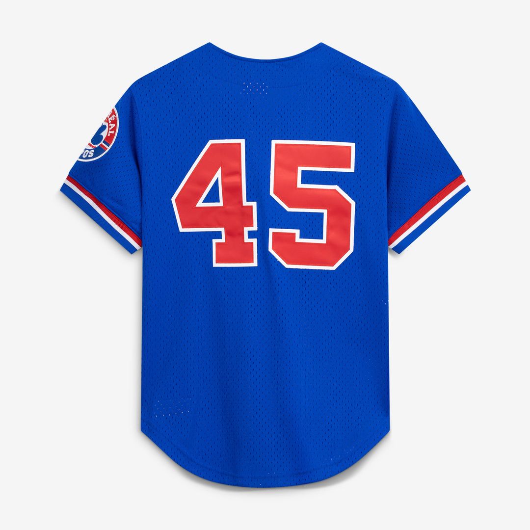 Men's Montreal Expos Pedro Martinez Blue Cooperstown Collection Mesh Batting Practice Button-Up MLB Baseball Jersey - view 3