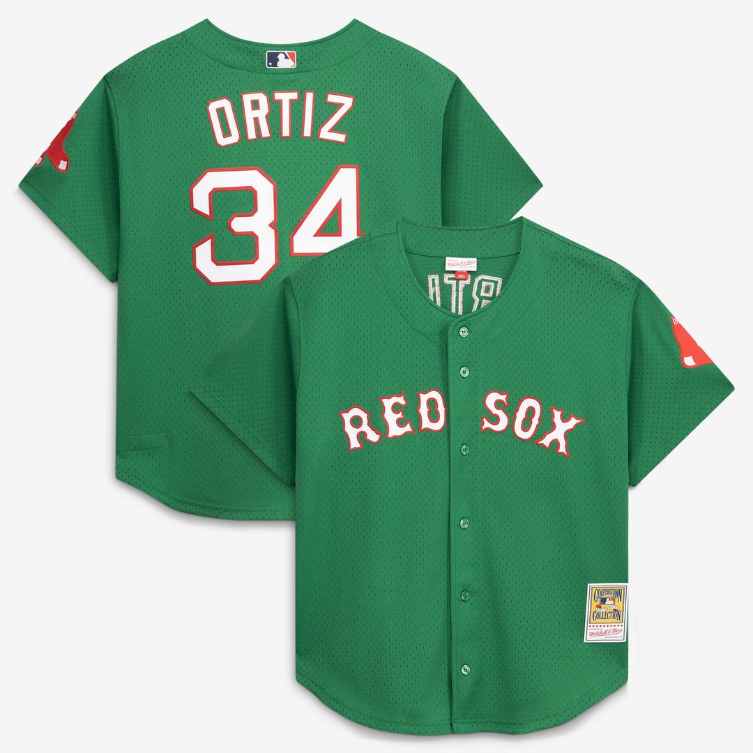 Men's Boston Red Sox David Ortiz Red Cooperstown Collection Mesh Batting Practice Button-Up MLB Baseball Jersey - view 7