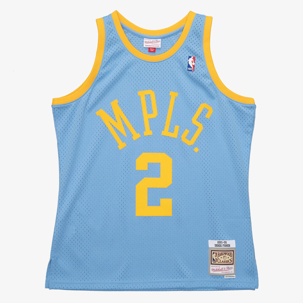 Men's Los Angeles Lakers Derek Fisher 2001 Swingman NBA Basketball Jersey - Columbia Blue - view 3