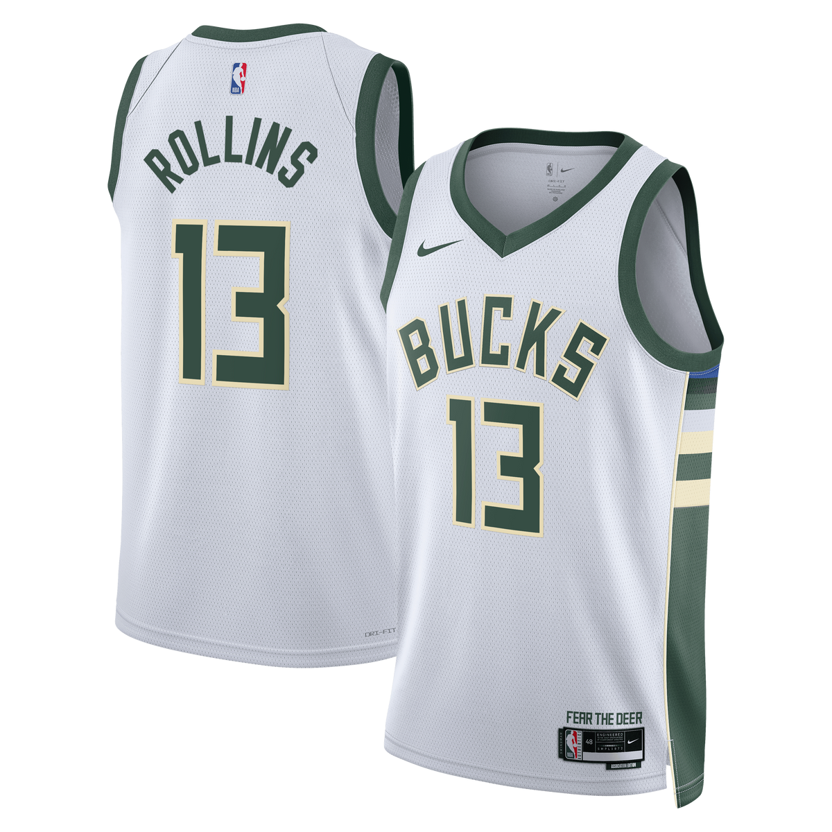 Unisex Ryan Rollins Milwaukee Bucks Association Edition Swingman NBA Basketball Jersey - White - view 2