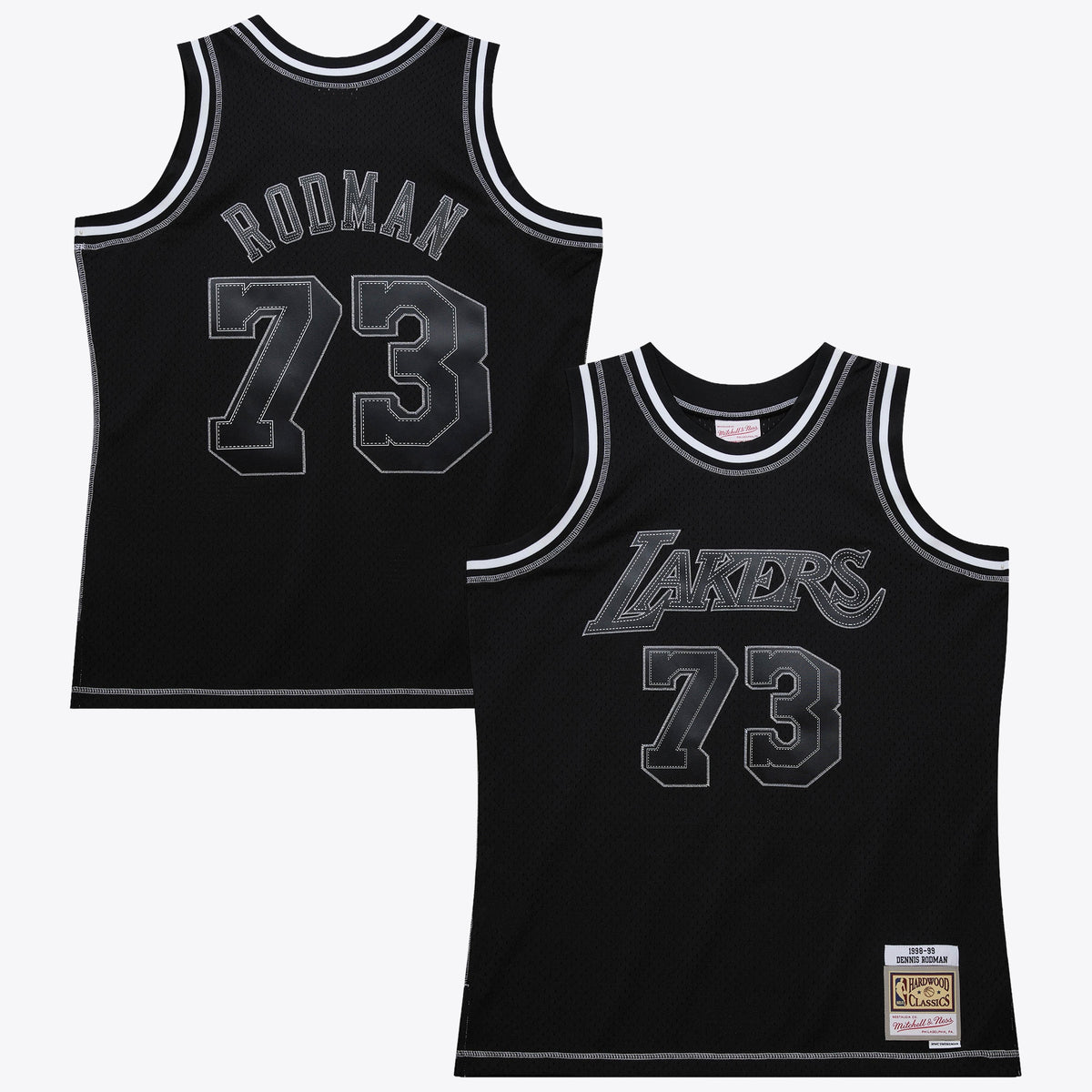Men's Los Angeles Lakers Dennis Rodman 1998 Contrast 2K Swingman NBA Basketball Jersey - Black - view 2