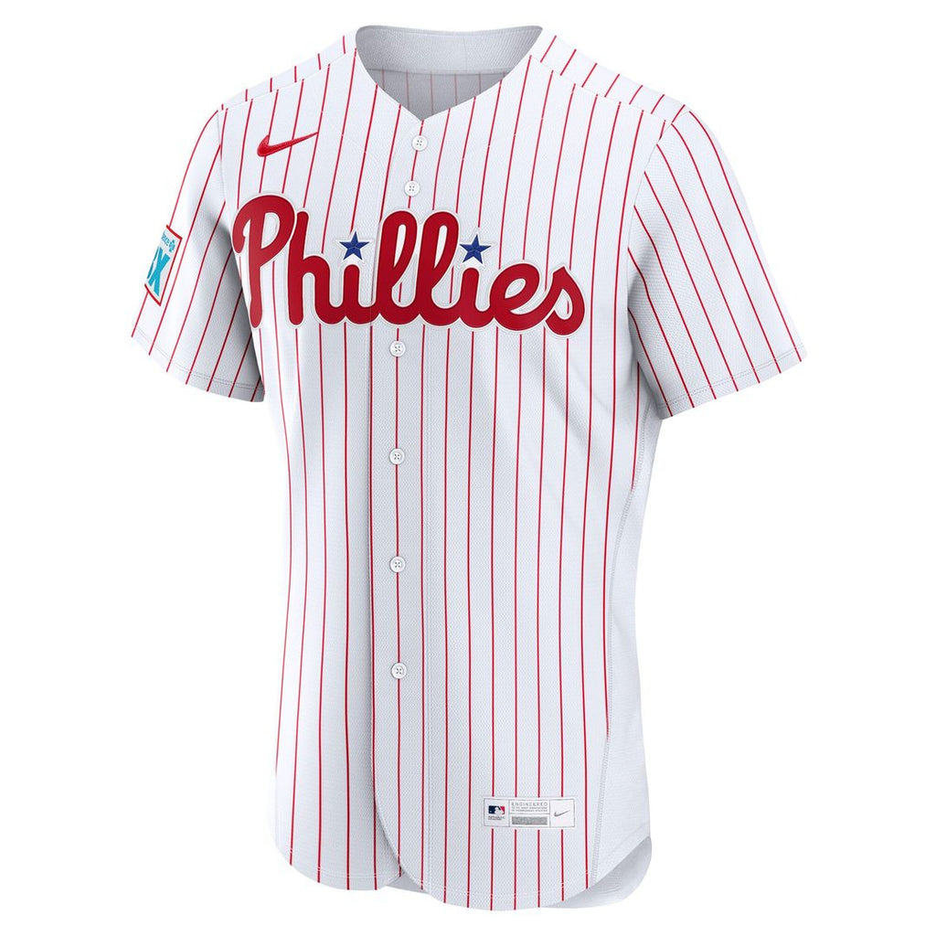Men's Philadelphia Phillies White Home Sponsor Patch MLB Baseball Jersey - view 2