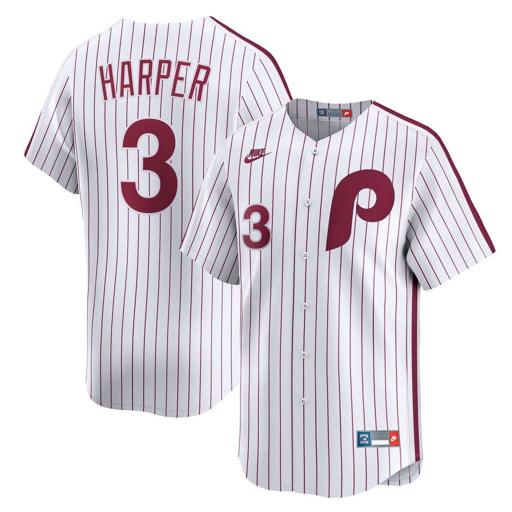 Men's Philadelphia Phillies Bryce Harper White Cooperstown Collection Limited MLB Baseball Jersey - view 1