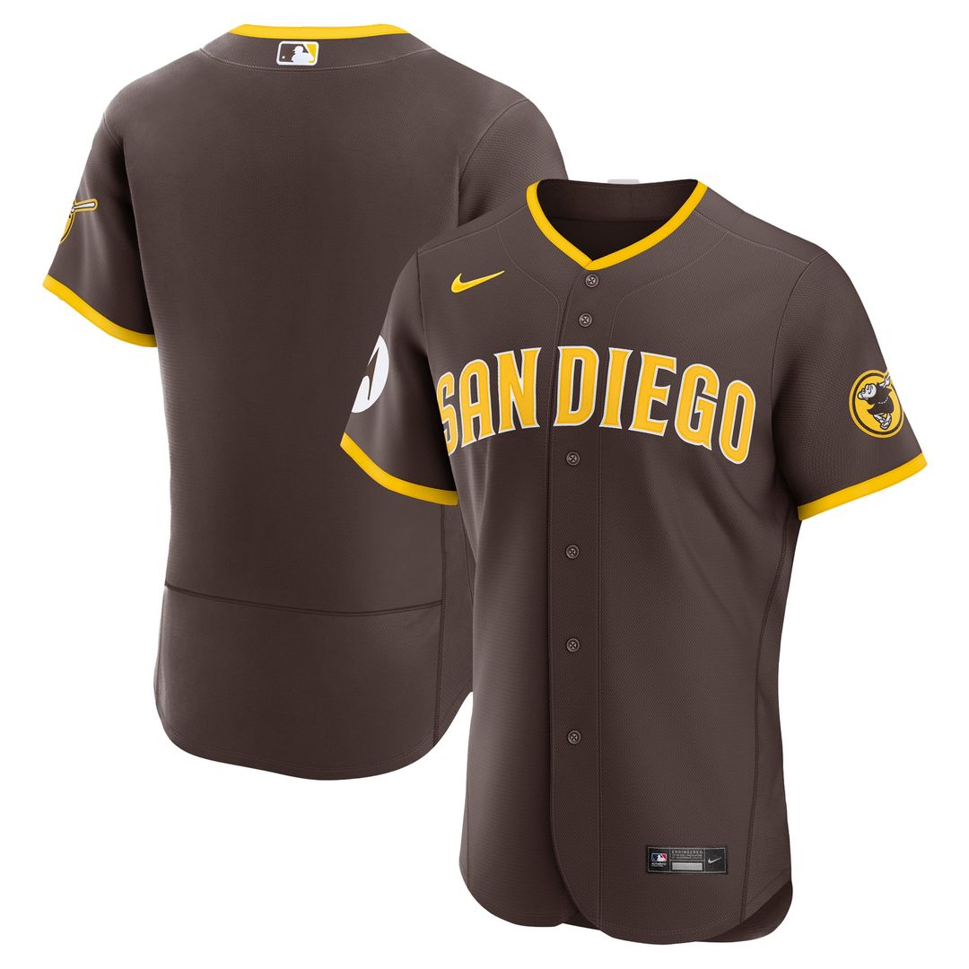 Men's San Diego Padres Khaki Alternate Sponsor Patch MLB Baseball Jersey - view 7