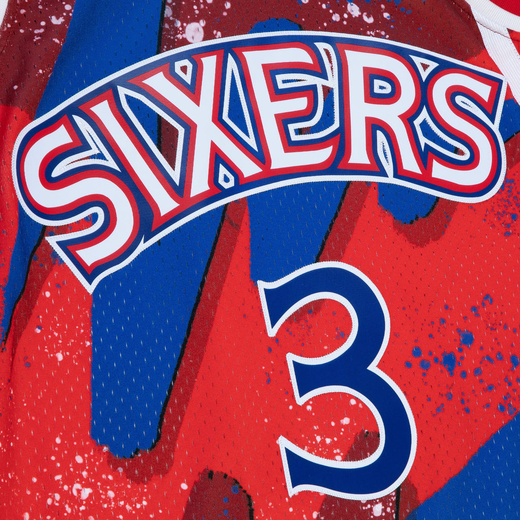 Men's Philadelphia 76ers Allen Iverson 1996 Hyper Hoops Swingman NBA Basketball Jersey - Scarlet - view 5