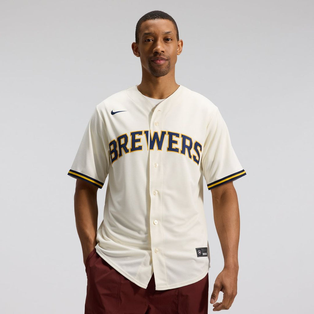 Men's Milwaukee Brewers Cream Home Replica MLB Baseball Jersey - view 1